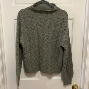 Green Cable Knit Cowl Neck Sweater